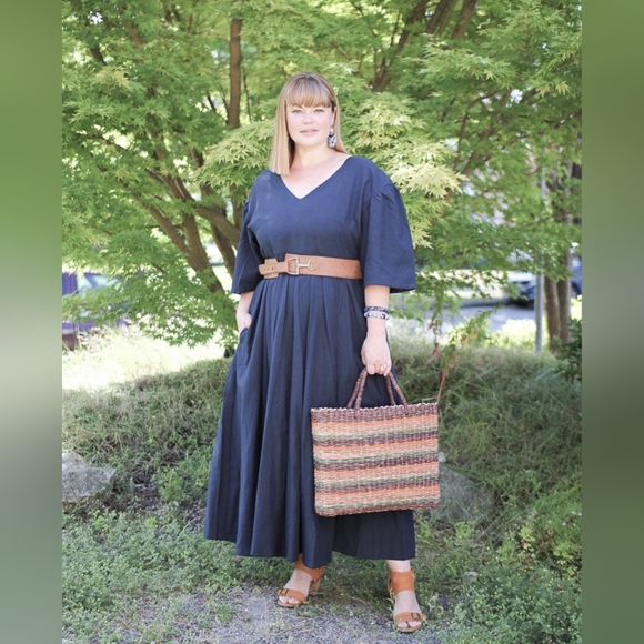 BNWT Emma Knudsen Midi Ana Dress in Navy Size XXS (Size 2-4) - Picture 8 of 9